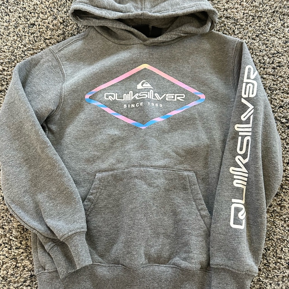 Quiksilver Gray Hoodie with Multicolor Logo